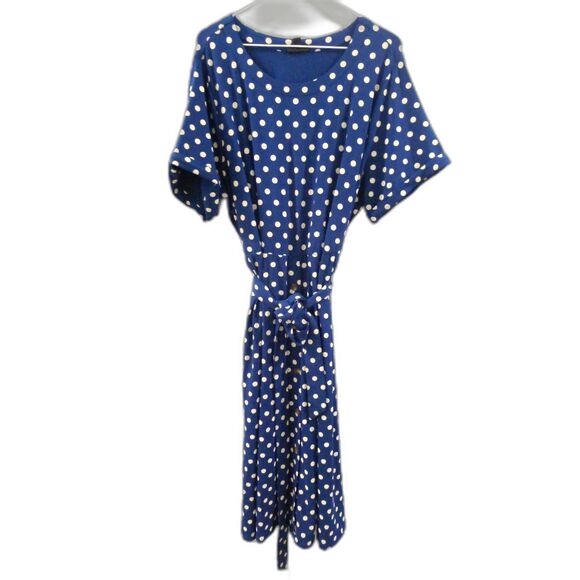 J. Jill Wearever Collection Belted Midi Dress - Atlantic Timeless Dot 2X - Picture 2 of 8